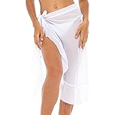 Back From Bali Womens Chiffon Ruffled Sarong Swimsuit Cover Up Sheer Bikini Beach Wrap Skirt with Waist Ties