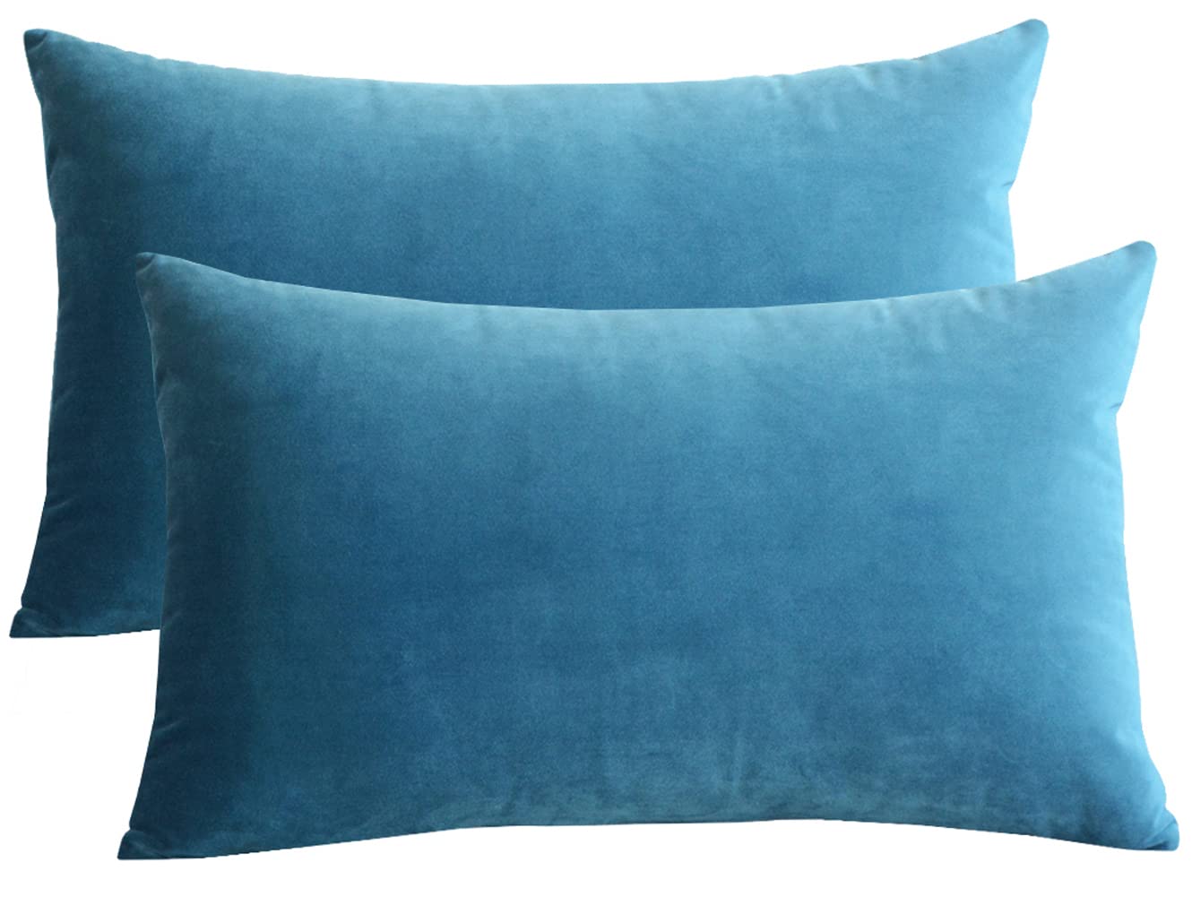 Lutanky Velvet Cushion Covers (Pack of 2) Lovely Rectangle Throw Pillow Cases Soft Solid Decorative Pillow Covers for Sofa Bedroom Car 12x20 Inch 30 x 50 cm (lake blue, 2 Pieces)