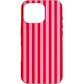 Retro Stripes Pink and Red Geometric Vertical Lines Pattern Case for iPhone 16 Pro