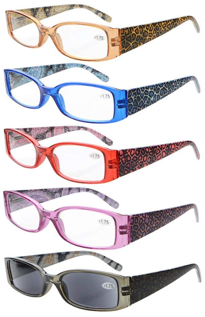 Eyekepper 5 Pairs Tiger Pattern Design Reading Glasses for Women Reading Inlcude Reader Sunglasses +4.00 Reading Eyeglasses — image 1
