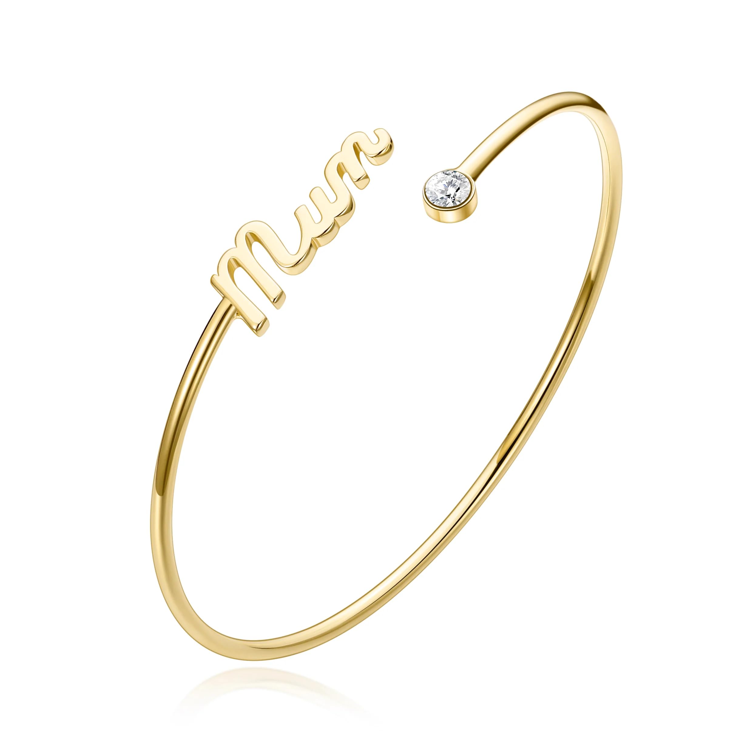 Philip Jones 18k Gold Plated Mum Cuff Bangle Created with Zircondia® Crystals