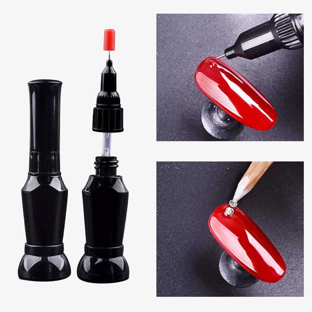 Taykoo Nail Glue For False Nail Tips Clear Point Drill Gel With Needle Manicure Decoration Adhesive, Acrylic Rhinestones Nail Glue, Professional Nail Glue : Beauty