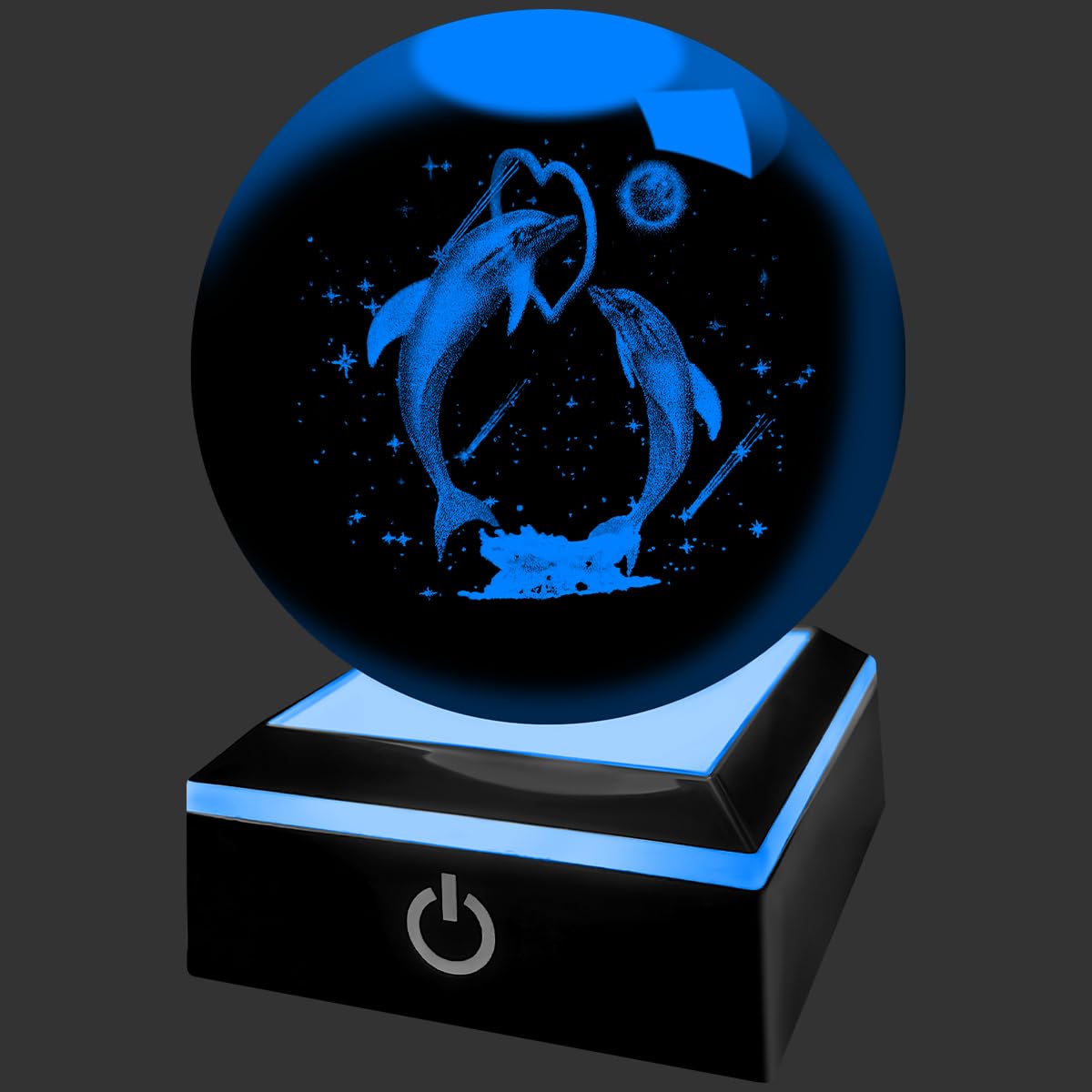 ALEENFOON Dolphin 3D Crystal Ball Mood Light LED Night Light Color Changing Lights Crystal Lamp, Dolphin Gifts for Kids Lovers Friends
