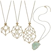 FINGERINSPIRE 3Pcs Necklace Adjustable Metal Crystal Holder 19.5 inch 3 Style Stainless Steel Interchangeable Crystal Holder Jewelry Metal Empty Pendant Net for Women Men DIY Jewelry Making