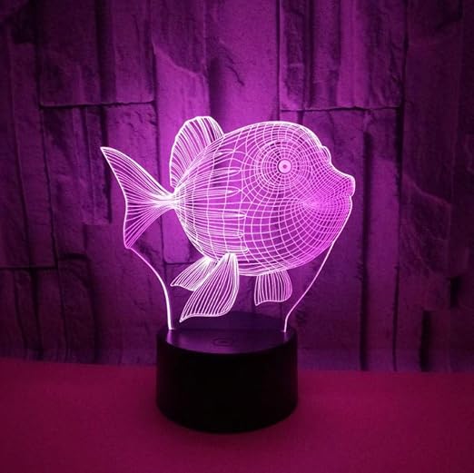 Luz Noche Infantil 3D Led Luces Niños Lampara, Lindo Pez, La ...