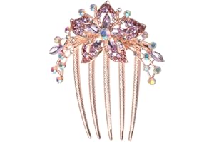 Sankuwen Flower Rhinestones Hair Combs Accessories,Perfect Mother's Day Gifts,Birthday Gifts,Wedding Gifts（Purple）