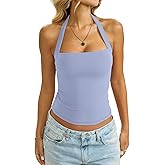 EasyGala Womens Double Lined Square Neck Halter Tank Sexy Backless Shirt Y2K Sleeveless Top Fitted Going Out Clothes2026
