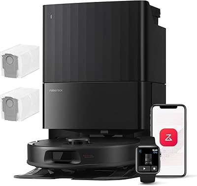 roborock Qrevo Serie Saugroboter mit Wischfunktion, 8000Pa Saugkraft(verbessert von Qrevo S), Anti-Verfilzungs-Seitenbürste, Hindernisvermeidung, LiDAR-Navigation, All-in-One Dock,Schwarz(QV 35A Set)