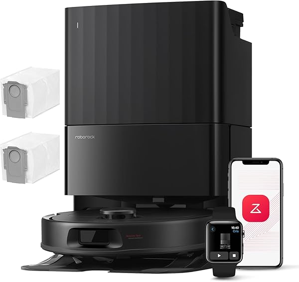 roborock Qrevo Serie Saugroboter mit Wischfunktion, 8000Pa Saugkraft(verbessert von Qrevo S), Anti-Verfilzungs-Seitenbürste, Hindernisvermeidung, LiDAR-Navigation, All-in-One Dock,Schwarz(QV 35A Set)