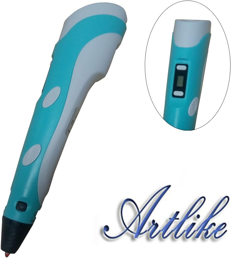 Artlike 2016 Newest 3D Printing Pen with Temperature Display LED Screen for Children 3D Craft Drawing Model Making Pen with 3 Colors Filament(Blue)
