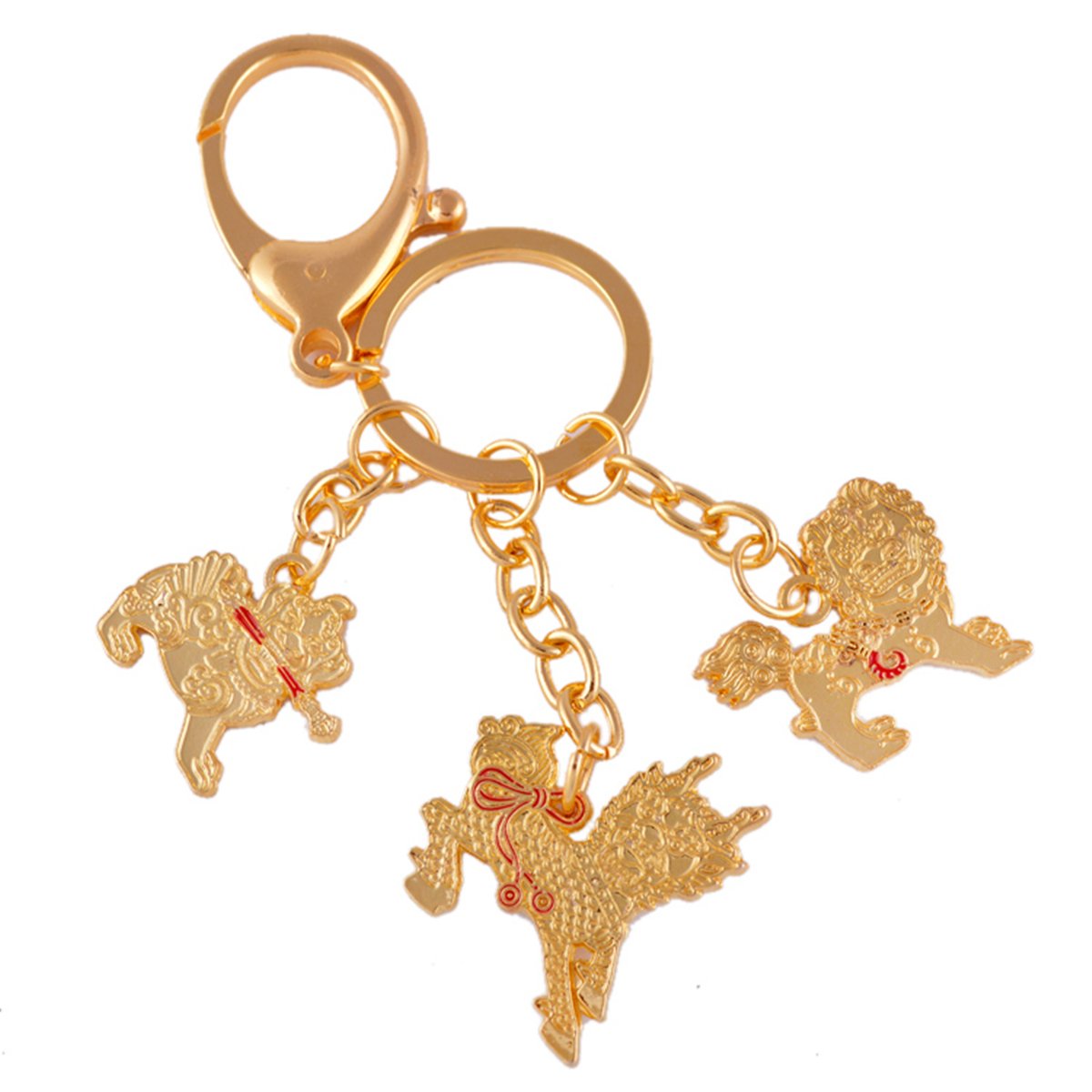 Feng Shui Three Celestial Guardians W Sword, Lasso,hook Key Ring Keychain W Free Mxsabrina Red String Bracelet W1131