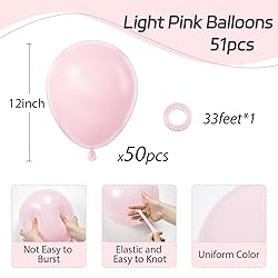 Awenztech Light Pink Balloons 12 inch, Pastel Pink