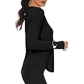 Loovoo Women's Long Sleeve Running Shirts Workout Tops UPF 50+ Sun Shirt Quick Dry Athletic T-Shirts with Watching Window