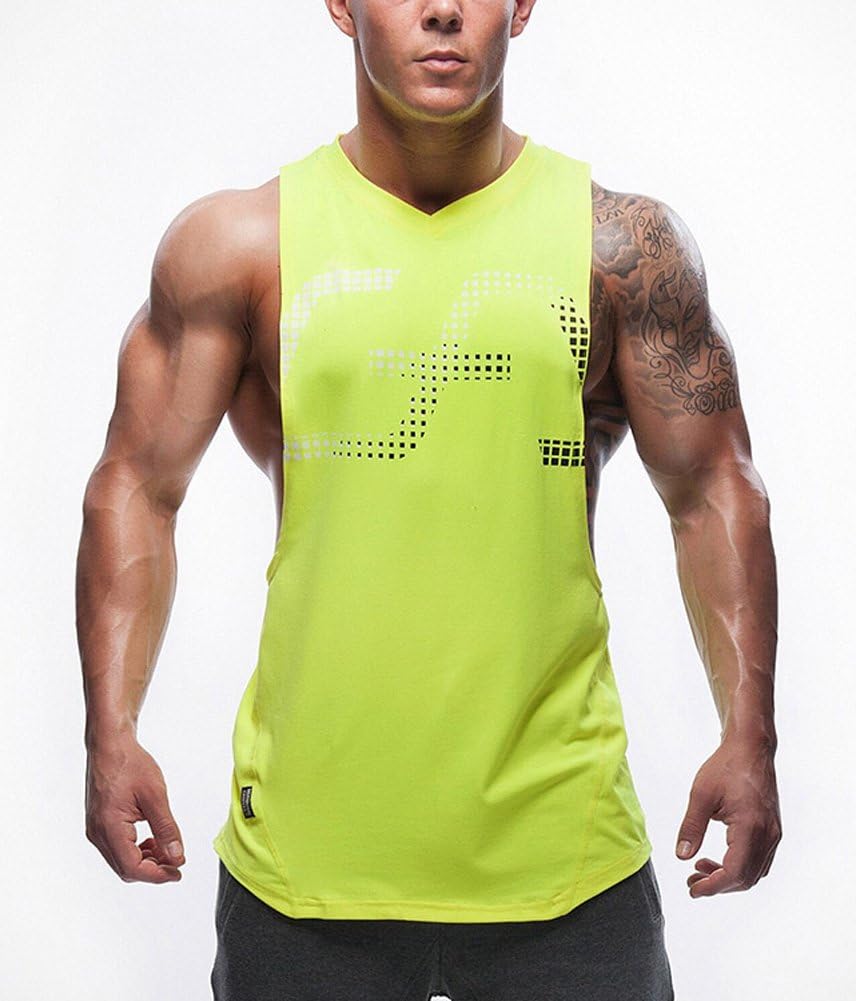 Azyuan Men's Wide Shoulder High Neck Tank GYM Aesthetics Fitness Vest Training Quick Dry Vest