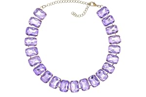 JNF Crystal Rhinestone Choker Collar Necklace For Women Colorful Gemstones Neck Chain Trendy Sparkly Statement Piece Crystal Rhinestone Bib Necklace