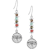 MINACHI Boho Dangle Earrings for Women, Vintage Copper Hoop with Created Turquoise Beads, Lightweight Handmade Western Style Earrings