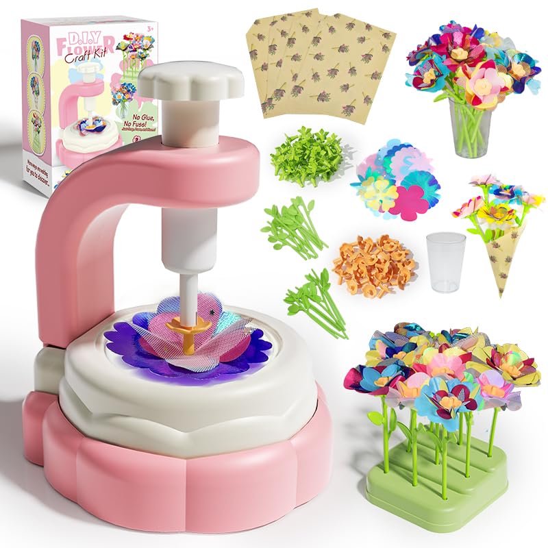 Photo 1 of Logth DIY Flower Craft Kit with Flower Maker – Build Your Own Bouquet Toy, Educational Arts & Crafts Activity for Girls Ages 4-8, Preschool Learning, Birthday Gift