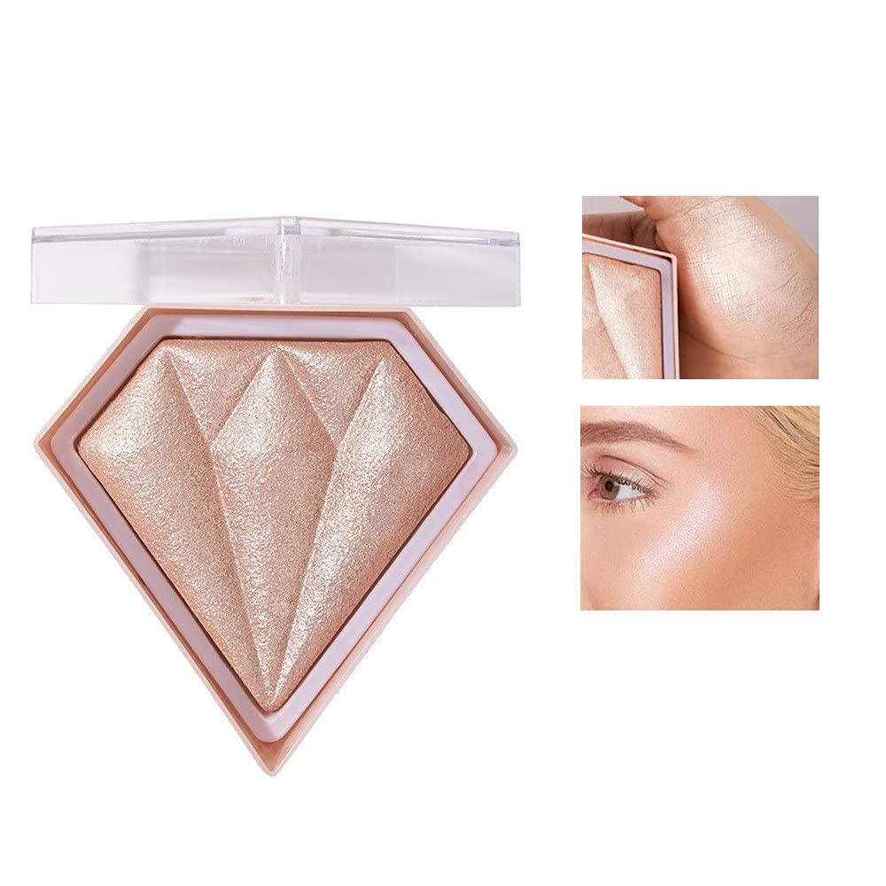 Beliky Girl 5 Color Diamond Highlighter Palette, Highlighting, Trimming & Blush, Shimmer Powder, Glitter Bronzer, Waterproof, Long Lasting, Champagne