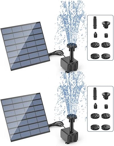 AISITIN Solar Fountain Kit 2-Piece with 6 Nozzles for Ponds Bird Baths
