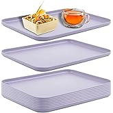 Plastic Art Trays,10 Pack Large Plastic Trays Stackable Activity Tray Crafts Organizer Tray Serving Tray,Painting, Beads,Storage & Serving Tray (12.2 x 8.9 Inches) (Purple)