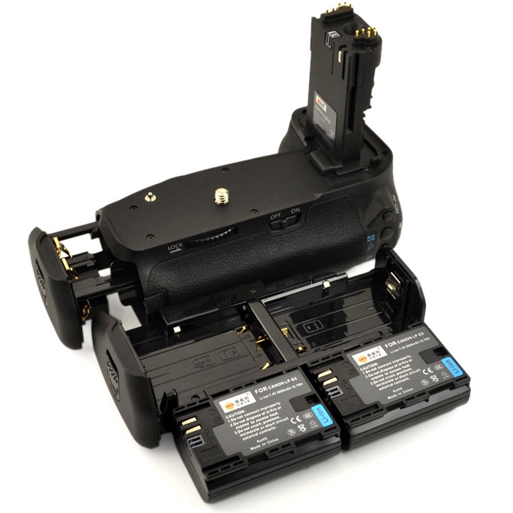 DSTE Pro BG-E9 BGE9 Battery Grip Holder + 2pcs LP-E6 LPE6 Batteries For Canon EOS 60D SLR Cameras