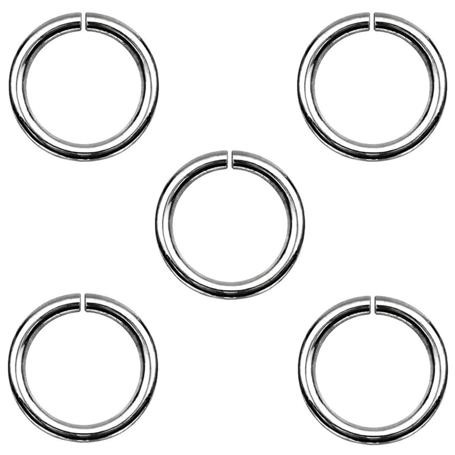 Materia #Z33 5 Eyelet Ring, Open, Silver 925, Rhodium Plated, Ø 12 mm, Accessories for Crafting, German Production