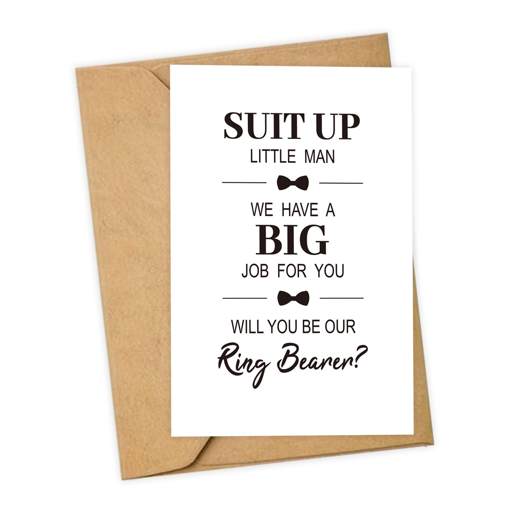 LADY&HOME Will You Be Our Ring Bearer Card,Ring Bearer Invitation Card,Ring Bearer Proposal Card (Set of 2-Tie)