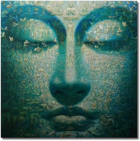 WunderBoard - Aluminum Metal Prints Wall Art Decor "Buddha's Head" (Painted by Zhenyu Zhang), Photography Artwork HD Prints Framed, 30 x 30 inches