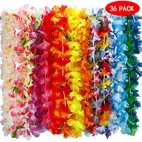 36 Pcs Hawaiian Luau Leis Silk Flower Necklace Headbands W Tropical Lays eBay
