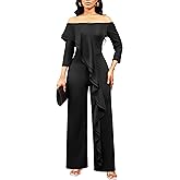 sexycherry Formal Jumpsuit for Women Dressy Elegant Long Straight Pants Jumpsuits for Party Club with Zipper