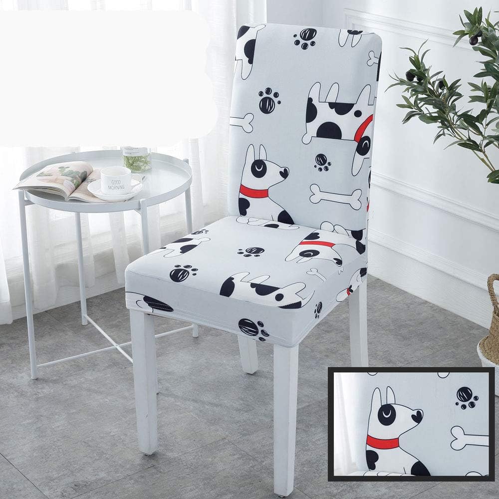 Upone Set of 2 Dining Chair Covers, Stretch Spandex Dining Room Protector Slipcovers (Dog)