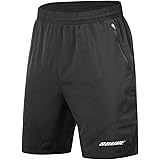 Souke Sports Men's Workout Running Shorts Quick Dry Athletic Performance Shorts Black Liner Zip Pockets