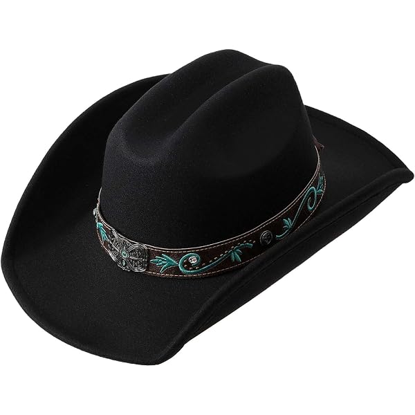 8793 Women\'s All For Good Wool Cowboy Hat- 0476blr, Black/turquoise FEBA2A84-506E-46EB-935F-  main image 4