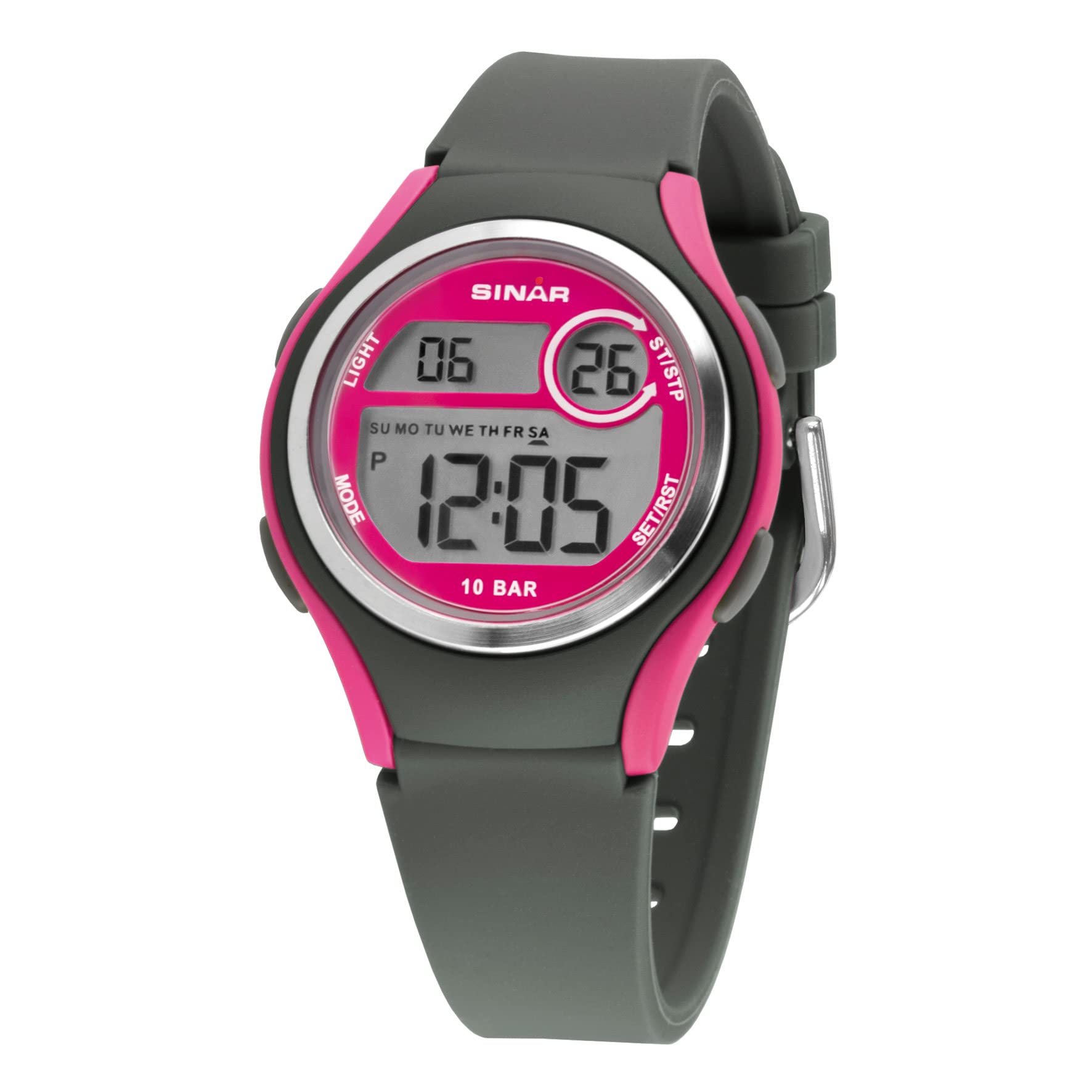 Sinar XE-64-8 Girls' Watch Sport Outdoor Digital LCD Quartz 10 Bar Light Silicone Strap