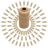 jijAcraft 100Pcs Clothespins with String Cords, 1.4