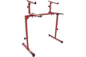 Pyle 2-Tier Universal Heavy-Duty Keyboard Stand, Adjustable Height & Width, Portable & Sturdy Digital Piano Holder Rack, w/Pr