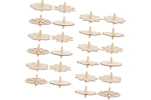 TOBBOMEY Lot de 24 toupies en bois pour peinture à la main portable et inachevée