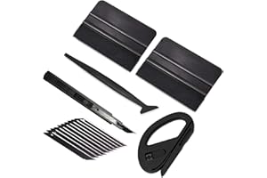 Gomake Vehicle Vinyl Wrap Window Tint Film Tool Kit Include 4 Inch Felt Squeegee, Retractable 9mm Utility Knife and Blades, Zippy Vinyl Cutter and Mini Go Corner Squeegee for Car Wrapping (5 Tools)