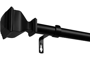 EXCLUSIVE HOME CURTAINS Exclusive Home Napoleon 1" Indoor/Outdoor Curtain Rod and Finial Set, Matte Black, Adjustable 84"-160"