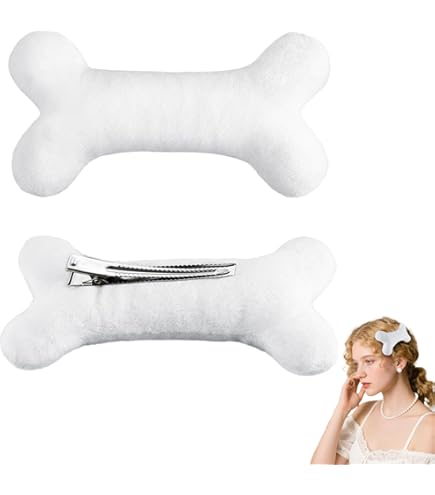 Horquillas Para El Pelo En Forma De Hueso - Pack De 6 Unidades (3 Blancas, 3 Negras), Plástico, Diseño Divertido Para Niños Y Fiestas