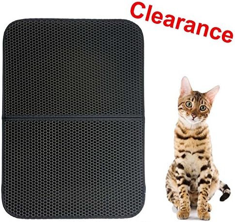 MCBOSON 30X22 Inch Black Double-Layer Honeycomb Cat Litter Trapper Mat,Non-Toxic Soft Waterproof Litter-Trapping Repel Urine