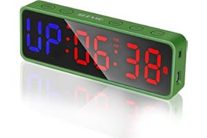 SLEVIO Portable Gym Workout Timer, Fitness Clock with The Rubber Case and Built-in Magnetic Spine, Large LED Digital Anti Vertigo Display, for Home Garage Schools (Black)