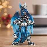 ICE ARMOR Hand Painted 7.5" H Blue Dragon in Armor Figurine Statue Sculpture Ornament Decoration Home/Room Decor Unique Gift Ideas for Housewarming Holidays Birthdays Great Collectible Addition