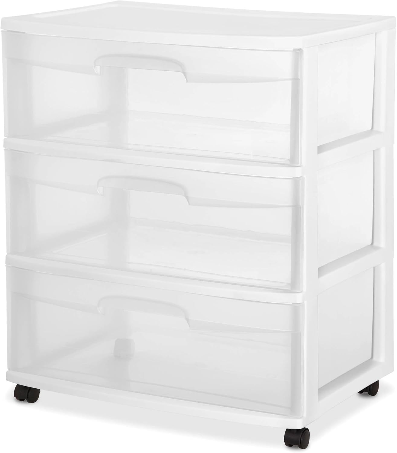 Amazon Com 2 Pack Sterilite 3 Wide Drawer Storage Cart Container
