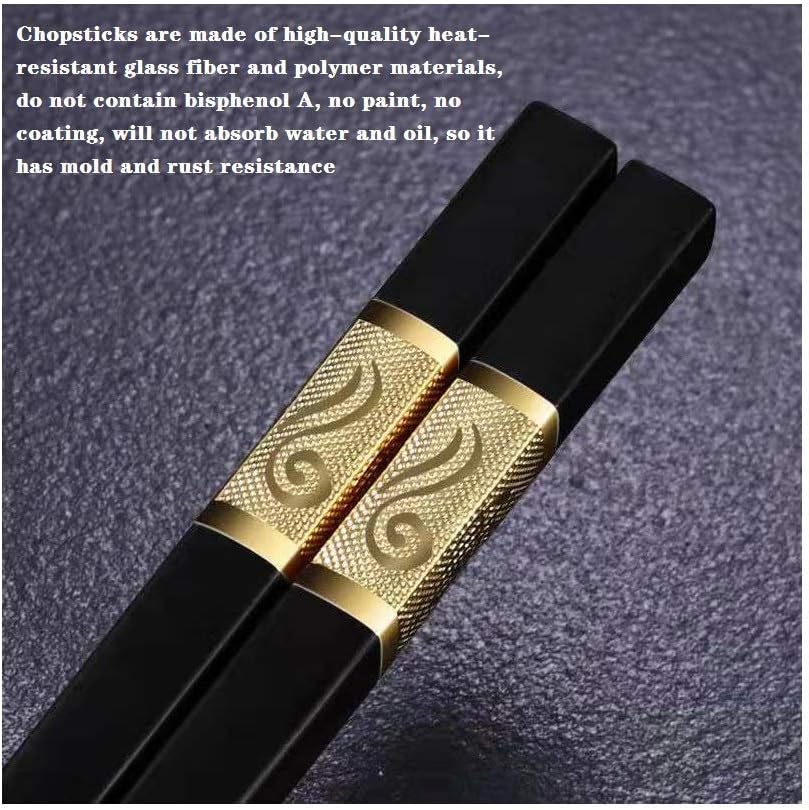  | Chopsticks, fiberglass chopsticks can be reused, with chopstick holder, dishwasher safe. Stylish and elegant Chinese chopsticks gift set. 2 pairs (golden, silver): Chopsticks & Chopstick Holders