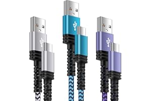 HOPEPOW S23 USB Type C Cable Fast Charging Android Phone C Charger Cord [3 Pack,6ft] for Samsung Galaxy S23 Ultra/S23+/S22/S21/S20,Z Flip7 4,S24/S24 Ultra/S25 Ultra/S25,Power Car Cable for Moto,Google Pixel 9