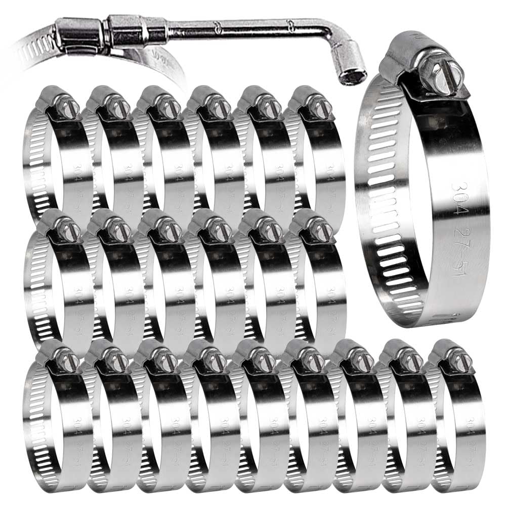 Photo 1 of SMLCON 22 Pack Stainless Steel Hose Clamps - Adjustable 1" -2" (27-51mm) Worm Gear Hose Clamps with a Socket Wrench for Plumbing,Automotive And Mechanical Application