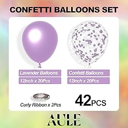 AULE Party Balloons Pack of 42 - Metallic Lavender
