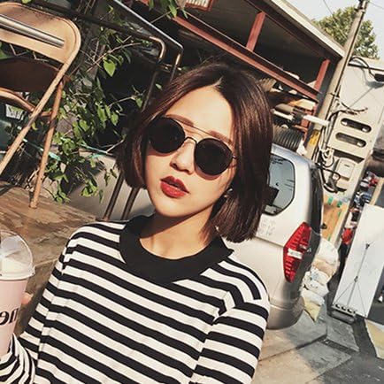 VVIIYJ Small Round Frame Female Sunglasses Round Face Polarizer Eye Sunglasses Female