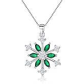 EVER FAITH Snowflake Jewerly Sterling Silver Winter Accessory Sparkle Zircon Snow Flower Pendant Necklace